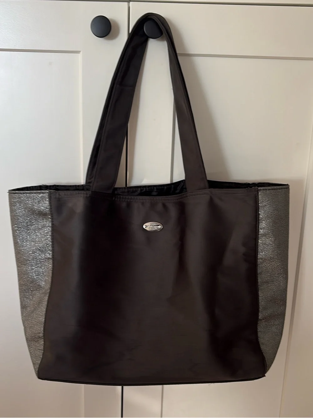 COACH Fragrance Black Tote Bag with Metallic Side Panels